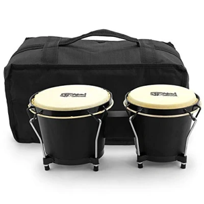 Abbildung von TIGER MA BON01 Bongos, 6 Inch und 7 Eichen Handtrommeln mit Tragetasche, 6&quot; &amp; 7&quot; Bongos Schwarz