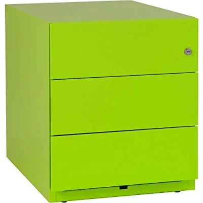 Abbildung von BISLEY Rollcontainer Note mit Griffleiste, 3 Universalschubladen, Metall, 604 Grün, 56.5 x 42 49.5 cm