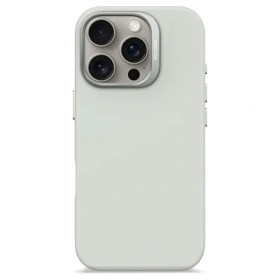 Abbildung von Apple iPhone 16 Pro Hülle MagSafe Silikon Decoded Soft Case/Backcover Handyhülle Hellgrau
