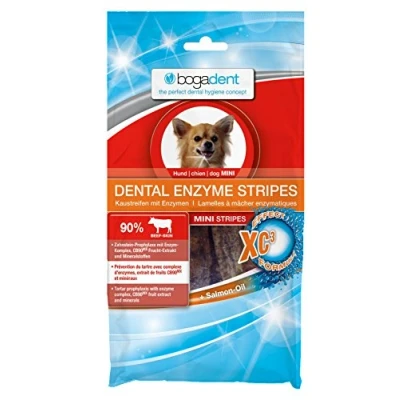 Abbildung von bogar, Bogadent Dental Enzyme Stripes Mini Hund, Zahnpflege für Hunde, Hundezubehör kleine Prävention von Zahnstein, Sticks Mit Fleisch, Früchten und Mineralien, 100 g