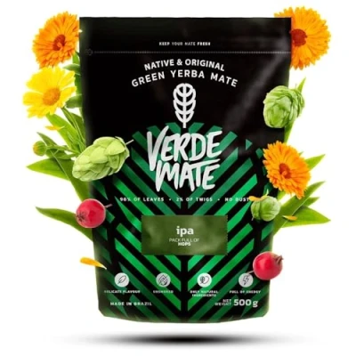 Abbildung von Verde Mate Green IPA 0,5 kg Brasilianischer Tee mit Hopfen! Originelle und ausgewogene Mischung Kraft des natürlichen Koffeins aus Brasilien 500 g Luft getrocknet
