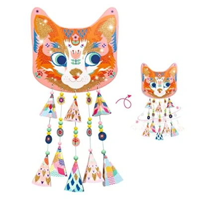 Abbildung von DJECO Kreativset DIY: Windspiel Kitty Glitzer Bastelset für Kinder ab 5 Jahren