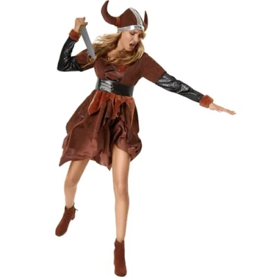 Abbildung von dressforfun Wikinger Kostüm Damenkostüm, Knielanges Kleid mit passenden Accessoires.