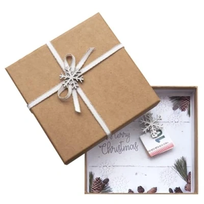 Abbildung von ZauberDeko Geschenkbox Geldgeschenk Verpackung Weihnachten Schneeflocke Silber Weiß Natur
