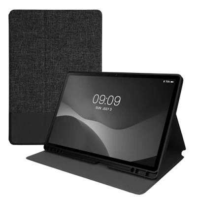 Abbildung von kwmobile Schutzhülle kompatibel mit Samsung s9 FE Plus Hülle Slim Tablet Cover Case Ständer Dunkelgrau Schwarz