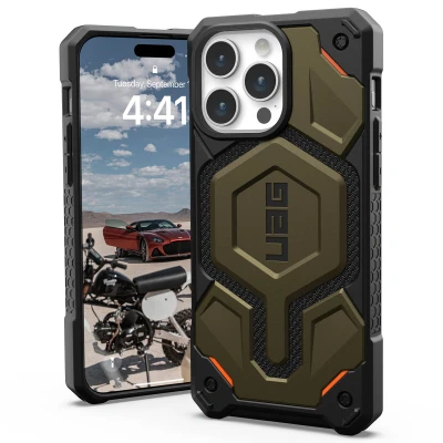 Abbildung von Apple iPhone 15 Pro Max Hülle MagSafe Kunststoff UAG Hard Case/Backcover Handyhülle Grün Shockproof/Stoßfest
