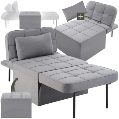 Abbildung von tectake Relaxsessel Schlafhocker, 4 in 1 als Hocker, Sessel, Lounger oder Bett