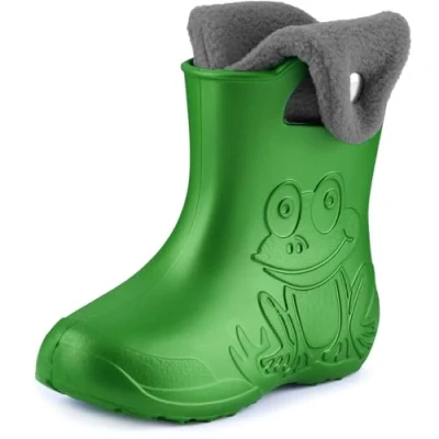 Abbildung von Ladeheid EVA Kinder Jungen Mädchen Gummistiefel Regenschuhe gefüttert Regenstiefel Gummischuhe LA CA 04 (Smaragdgrün/Grau, 26/27 EU)