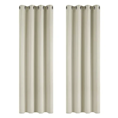 Abbildung von Deconovo Gardinen Blickdicht Vorhang Schlafzimmer Kälteschutz Vorhänge Blickdicht, 160x117cm(HöhexBreite), Hellbeige, 2er Set