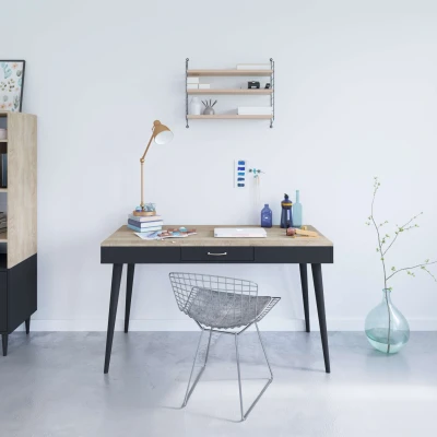 Abbildung von TemaHome Schreibtisch &quot;Horizon Computertisch mit Holzbeinen, Home Office,&quot;, 134cm Breit, Schublade