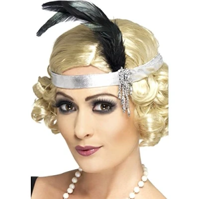 Abbildung von Smiffys Kostüm 20er Jahre Stirnband silber, Nostalgisches Accessoire für Looks im Stil der Roaring Twenties