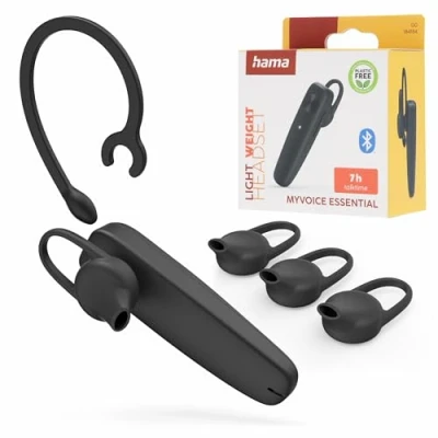 Abbildung von Hama Mono Bluetooth® Headset, kabellos, Multipoint Bluetooth Kopfhörer (Sprachsteuerung, Google Assistant, Siri, ultraleicht)