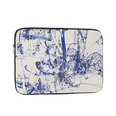 Abbildung von Blau Graffiti Laptop Sleeve 17 Zoll Stoßfest Schutzhülle Notebook Hülle Tablet Aktentasche Tragetasche Schwarz