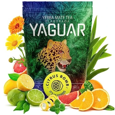 Abbildung von Yaguar Citrus Bomb 0,5kg Zitrus Mate Tee aus Brasilien Erfrischung und Anregung Zitrone, Orange, Limone 500g