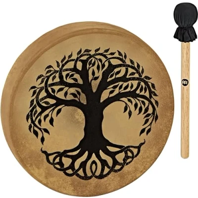 Abbildung von Sonic Energy Rahmentrommel Lebensbaum 38 cm Schamanisches Instrument mit Büffelfell Für Meditation, Klangreisen, Percussion Inkl. Schlägel (HOD15 TOL)