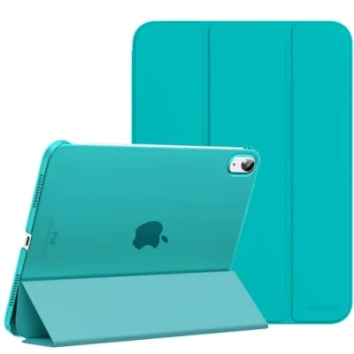 Abbildung von MoKo Hülle für ipad 10. Generation 2022, 10,9 Dünne Leichte PU Leder Tablet mit Auto Schlaf/Aufwach Funktion Transluzente PC Rückseite, Pagodenblau