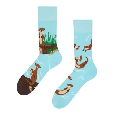 Abbildung von Dedoles Socken Unisex Damen Herren &amp; Kinder Baumwolle viele lustige Designs 1 Paar Geschenk links rechts verschieden, Farbe Blau, Motiv Otter, Gr. 35 38