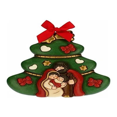 Abbildung von THUN Formella Weihnachtsbaum mit Heiliger Familie Weihnachtsdekoration Haus Großes Format Keramik 25,1 x 4,3 25,4 cm