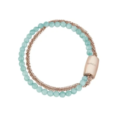 Abbildung von Breil Armband MAGNETICA SYSTEM für Damen aus Edelstahl IP in der Farbe Roségold mit hellblauen Achat Steinen, Magnetverschluss, Länge: 19 cm, TJ3195