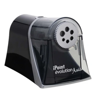 Abbildung von Westcott E 15509 00 iPoint Axis Elektrischer Anspitzer mit automatischem Spitz Stopp, 6 verschiedene Öffnungen, grau/schwarz