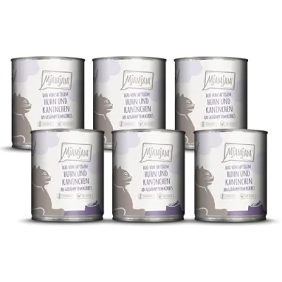 Abbildung von MjAMjAM Premium Nassfutter für Katzen DUO von saftigem Hühnchen &amp; Kaninchen an gedämpftem Kürbis, 6er Pack (6 x 800 g), getreidefrei mit extra viel Fleisch