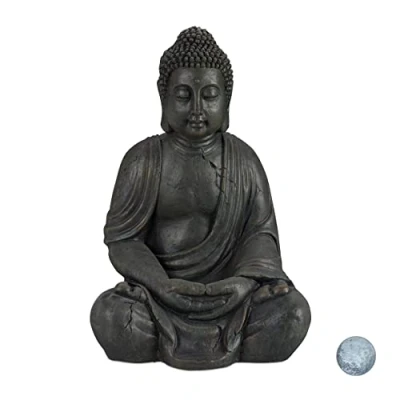Abbildung von relaxdays Buddhafigur Buddha Figur 70 cm, Dunkelgrau