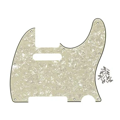 Abbildung von FLEOR 8 Loch 4 lagiges Uralt Perle TL Pickguard Single Coil Neck Hole Schnittschutzplatte mit Befestigungsschrauben für den Austausch von US/Mexiko Standard TE Plate