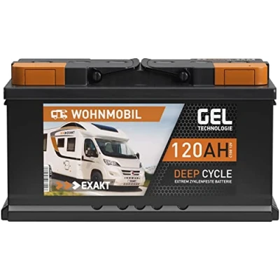 Abbildung von EXAKT Gel Batterie 12V 120Ah Wohnmobil Solarbatterie Versorgung Bootsbatterie Gelbatterie Akku ersetzt 100Ah 110Ah