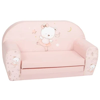 Abbildung von Delsit Kindersofa zum Ausklappen Kinder Sofa mit Schaumstofffüllung Abnehmbarem Bezug Kindermöbel Mädchen Kindercouch 9 Monate bis 4 Jahre DT2 22060