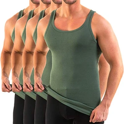 Abbildung von HERMKO 3000 4er Pack Herren Tank Top (Weitere Farben) Bio Baumwolle, Größe:D 10 = EU 4XL, Farbe:Olive