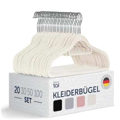 Abbildung von Blumtal Kleiderbügel Rutschfest Samtoptik Platzsparend, (20 tlg), Premium inkl. Krawattenhalter, 360 drehbar, Anti Rutsch Bügel