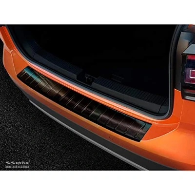 Abbildung von Avisa Schwarz Edelstahl Heckstoßstangenschutz kompatibel mit Volkswagen T Cross 2019 &#039;Ribs&#039;