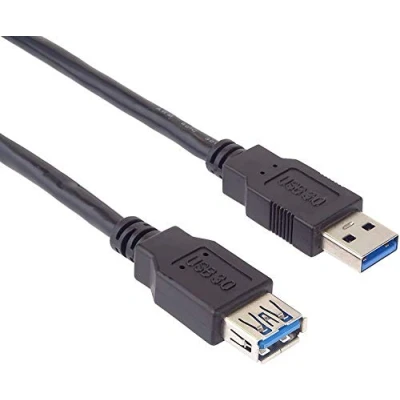 Abbildung von PremiumCord USB 3.0 Verlängerungskabel 5m, Datenkabel SuperSpeed bis zu 5Gbit/S, Ladekabel, Typ A Buchse auf Stecker, 9Pin, 3x geschirmt, Farbe Schwarz, Länge 5m