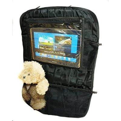 Abbildung von Auto Rücksitz Tablet iPad Organizer Multi Tasche Rückenlehnenschutz Sitzschoner Schwarz kariert [007]