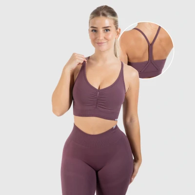 Abbildung von Smilodox Solid Scrunch Sportbh mit leichter Stützkraft, Damen, Größe: XL, Dunkel lila