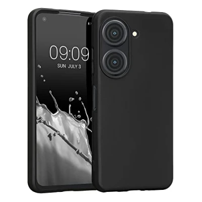 Abbildung von kwmobile Hülle kompatibel mit ASUS Zenfone 10 / 9 weiches TPU Silikon Case Cover geeignet für kabelloses Laden Schwarz matt