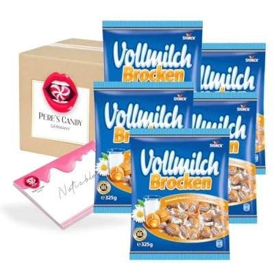 Abbildung von Lutschbonbons Bonbons Süßigkeiten Vollmilch Brocken Geschmack 5 x 325 g von Pere&#039;s Candy® Box mit Geschenk