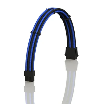 Abbildung von LINKUP AVA 30cm 8 Poliges (4+4) CPU ATX Motherboard Netzteil Geflochtene Benutzerdefinierte Mod PC Verlängerungskabel mit Kämmen Einzelpackung 300mm Blau Schwarz