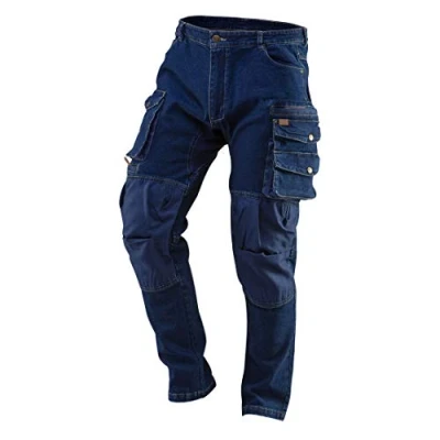 Abbildung von NEO TOOLS Herren Arbeitshose Denim, lang, 8 Pockets, Gr. XS XXXL, Multifunktionstaschen, verstärkte Nähte, Kniebereich mit Taschen für Knieschoner, Mischgewebe 98% Baumwolle, 2% Elasthan 390 g/m2