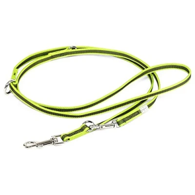 Abbildung von IDC Color &amp; Gray verstellbare Leine mit Doppelkarabiner, 14 mm x 2,2 m, Neon Grau