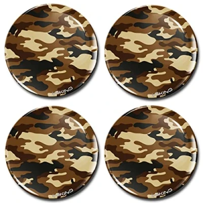 Abbildung von Biomar Labs 4 x 60mm Aufkleber 3D Silikon Camouflage Rot Für Radkappen Nabenkappen Radnabendeckel Rad Nabendeckel A 1860 Z*