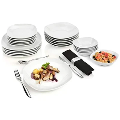 Abbildung von SÄNGER Tafelservice Bilgola Geschirrset, Weiß (24 tlg), 6 Personen, Porzellan, Spülmaschinengeeignet, Premium Collection