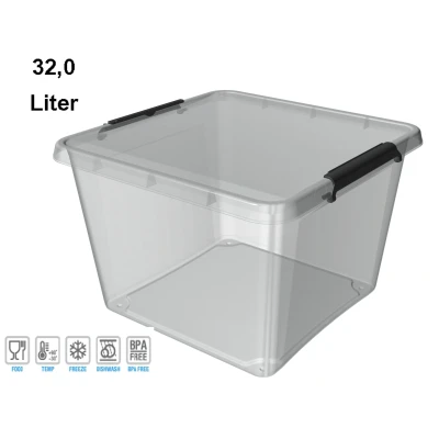Abbildung von ORPLAST SimpleStore Box mit Clips 32 Liter 39 x 26 cm transparent