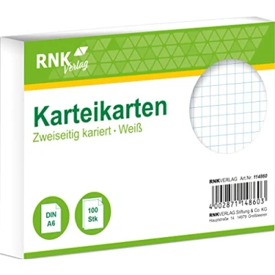 Abbildung von RNK Karteikarten A6 kariert weiß VE=100 Stück
