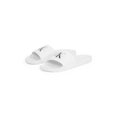 Abbildung von Calvin Klein Jeans Slide Monogram Pantolette flach, Herren, Größe: 44, Bright white/black Schuhe