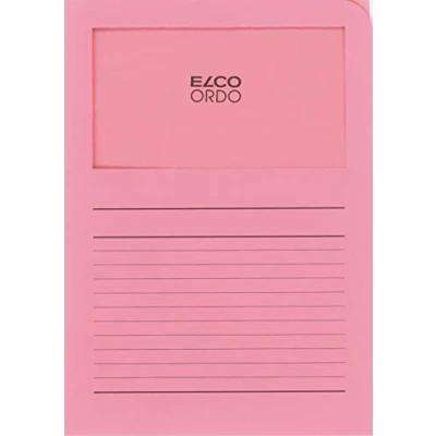 Abbildung von ELCO 73695.51 Ordo classico Verpackung mit 10 Dokumentenhülle aus Papier Linienaufdruck, 220x310, 120g, rosa, Fenster: ja