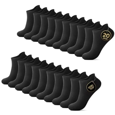 Abbildung von YouShow 20 Paar Sneaker Socken Herren Damen, Atmungsaktive Sportsocken, Baumwolle Kurz Laufsocken Schwarz 35 38