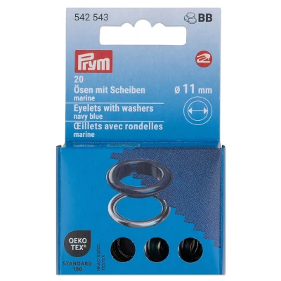 Abbildung von Prym 542543 542542 Ösen mit Scheiben, rot/silberfarbig, vearbeitbar dem Vario Creative Tool, marine, Ø 11 mm, 20