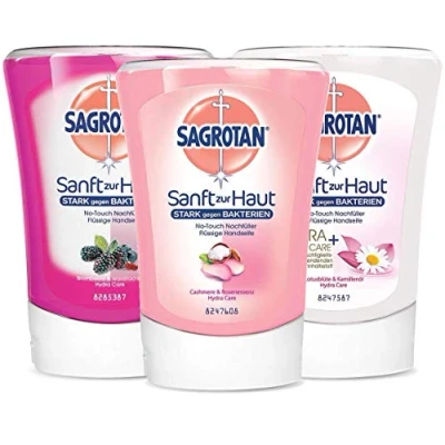 Abbildung von Sagrotan NoTouch Nachfüll Pack mit 3 Sorten (Brombeere Cashmere &amp; Rose Lotusblüte)