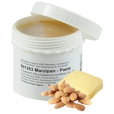 Abbildung von Hobbybäcker Marzipan Paste ► Zum Verfeinern von Eis, Pralinen, Desserts &amp; Tortencremes, mit feinen Mandelstückchen, 250g